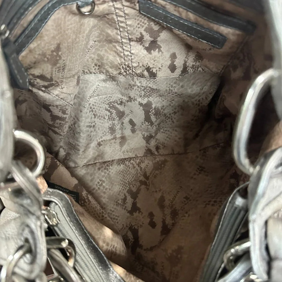 B Makowsky Metallic Pewter Alice Shopper - Picture 12 of 15